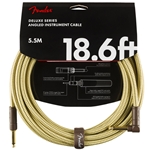 Fender Deluxe Instrument Cable (Straight - Right Angle), Tweed, 18.6'