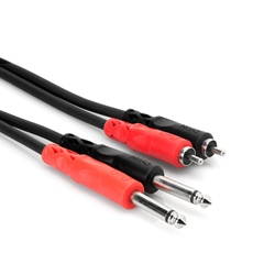 Hosa Stereo Interconnect, Dual 1/4 in TS to Dual RCA, 3 m