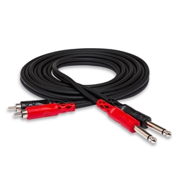 Hosa Stereo Interconnect, Dual 1/4 in TS to Dual RCA, 2 m