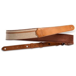 Taylor Vegan Leather Strap, Tan with Natural Textile, 2.5"
