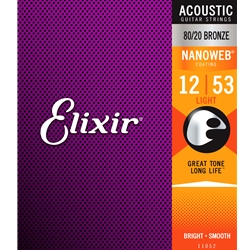 Elixir 11052 Acoustic 80/20 Bronze Nanoweb, Light