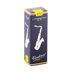 Vandoren SR2225 Traditional Tenor Saxophone Reeds #2.5, Box of 5