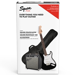 Squier Stratocaster® Pack, Laurel Fingerboard, Black, Gig Bag, 10G