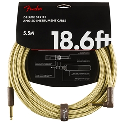 Fender Deluxe Instrument Cable (Straight - Right Angle), Tweed, 18.6'