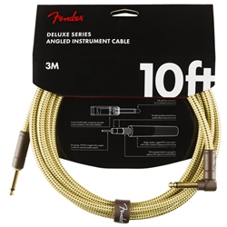 Fender Deluxe Instrument Cable (Straight - Right Angle), Tweed, 10'